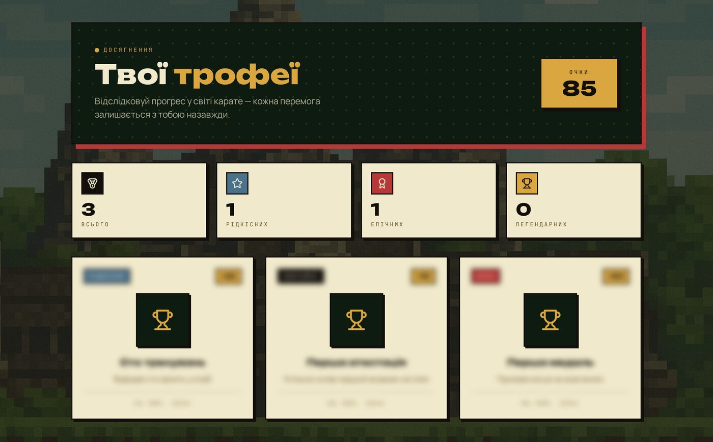 Розділ «Досягнення» в особистому кабінеті спортсмена